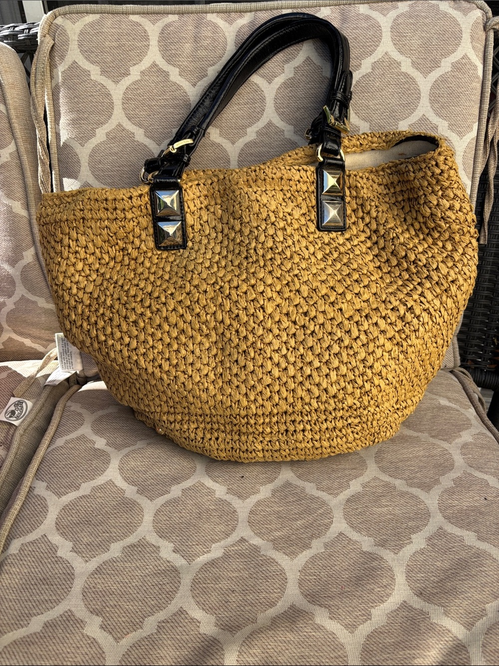 Michael Kors Santorini Crocheted Straw Raffia Tote Bag